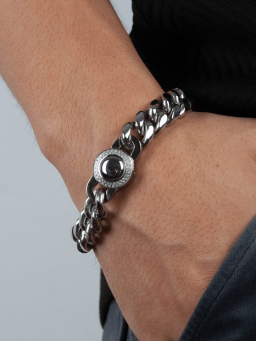 Open Sky Titanium Steel Geometric Chain Hip Hop Link Bracelet 1