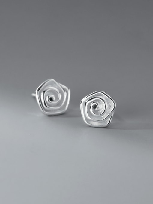 Silver 925 Sterling Silver Flower Minimalist Stud Earring