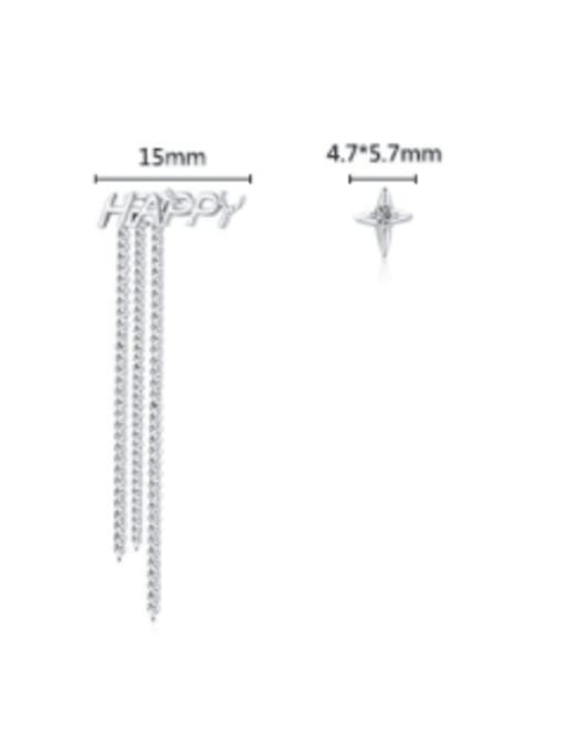 MODN 925 Sterling Silver Asymmetrical Letter Tassel Minimalist Drop Earring 3