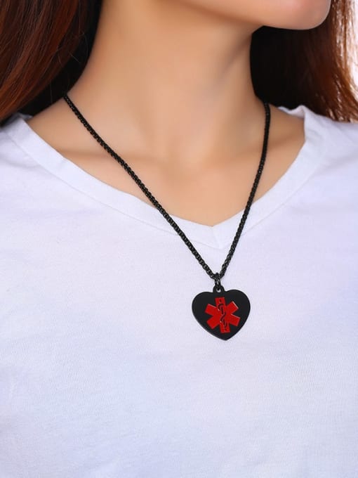 CONG Titanium Enamel Heart Minimalist Necklaces 1