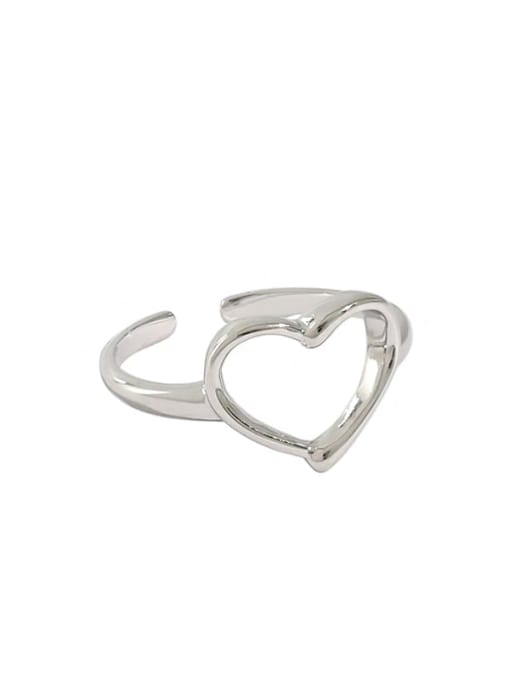 DAKA 925 Sterling Silver Hollow Heart Minimalist Band Ring 4