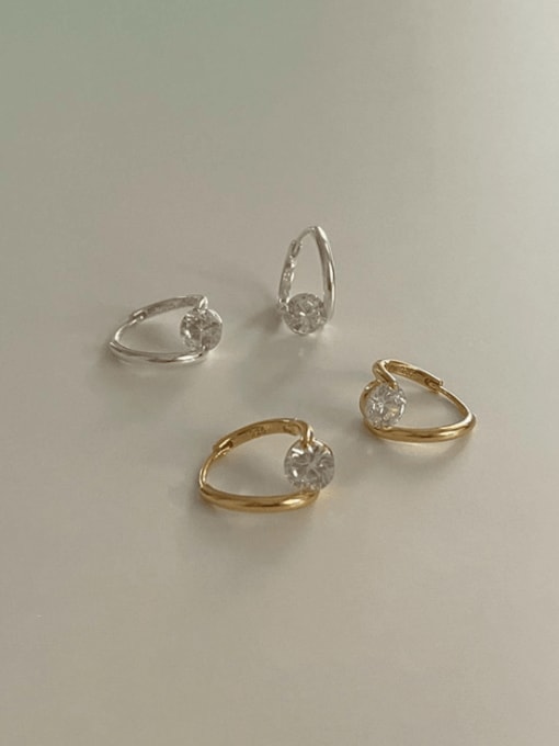 Zircon earrings C1235 925 Sterling Silver Cubic Zirconia Geometric Minimalist Huggie Earring