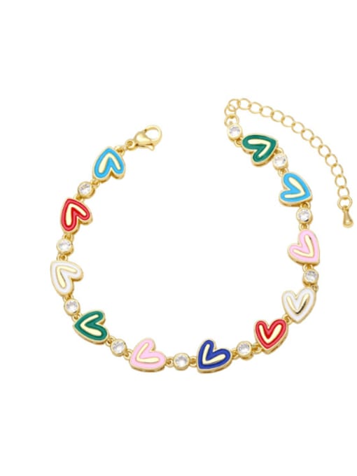CC Brass Cubic Zirconia Multi Color Enamel Heart Vintage Bracelet 4