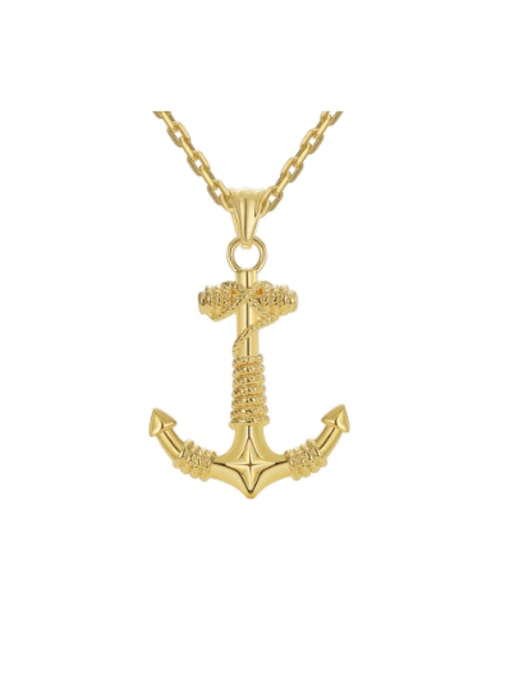 Gold Boat Anchor Pendant Brass Anchor Hip Hop Necklace