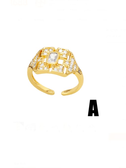 CC Brass Cubic Zirconia Geometric Vintage Stackable Ring 2