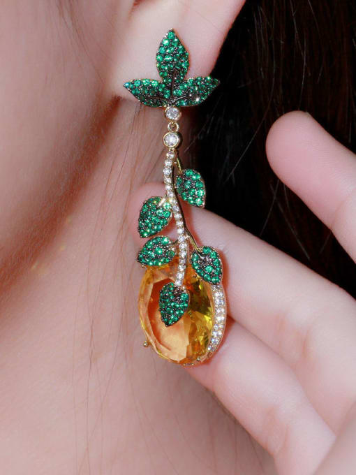 L.WIN Brass Cubic Zirconia Flower Luxury Drop Earring 2