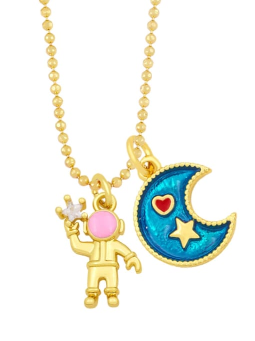 Pink Brass Enamel Star Minimalist Necklace
