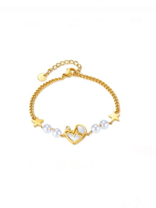 GS1486 gold Stainless steel Shell Heart Minimalist Link Bracelet