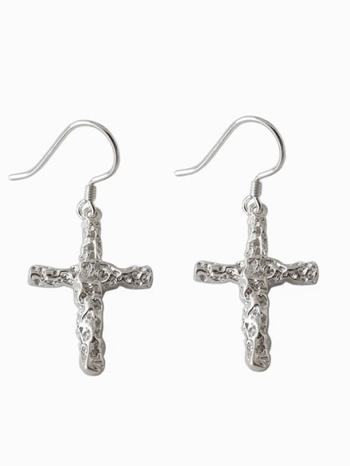 DAKA 925 Sterling Silver Cross Minimalist Hook Earring 4