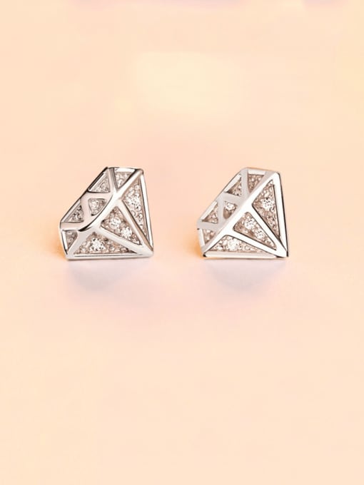 Dan 925 Sterling Silver Cubic Zirconia Heart Dainty Stud Earring 2