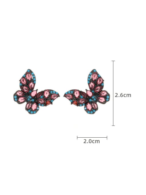 ROSS Brass Cubic Zirconia Multi Color Butterfly Luxury Cluster Earring 2