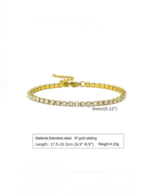 Bracelet length 17.5 +5cm Stainless steel Cubic Zirconia Geometric Minimalist Bracelet