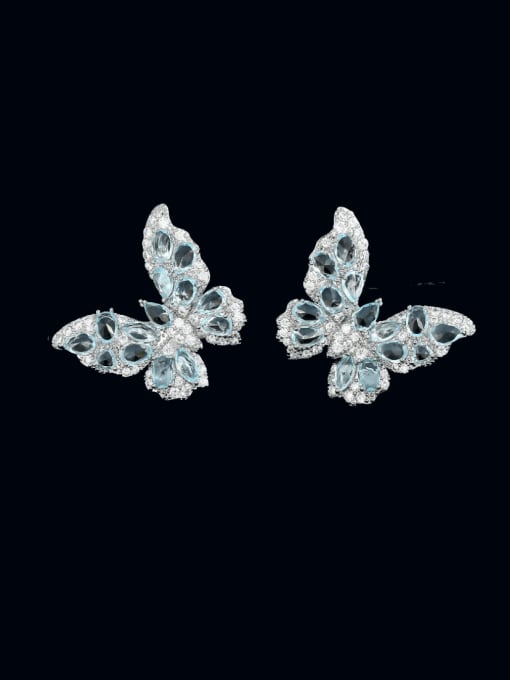 Luxu Brass Cubic Zirconia Butterfly Luxury Cluster Earring 4