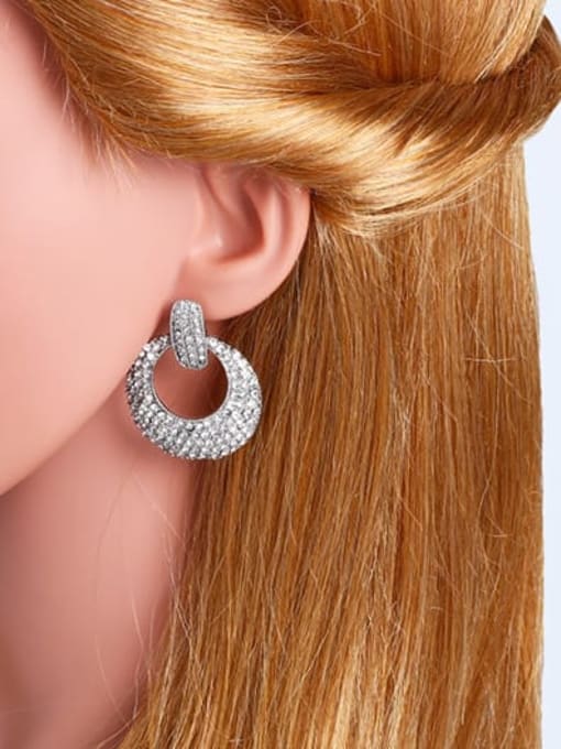 CC Alloy Rhinestone Geometric Luxury Cluster Earring 1