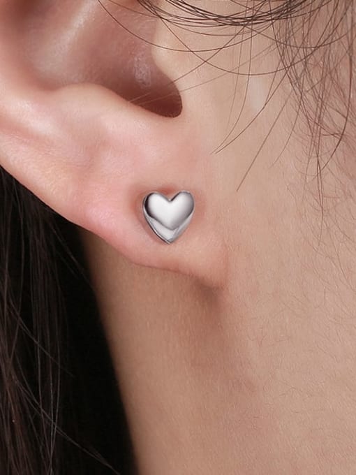 RINNTIN 925 Sterling Silver Heart Minimalist Stud Earring 1