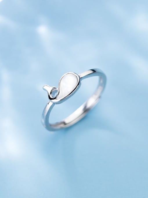 Rosh 925 Sterling Silver  Fashion Simple Cute Seashell Dolphin Free Size Ring 2