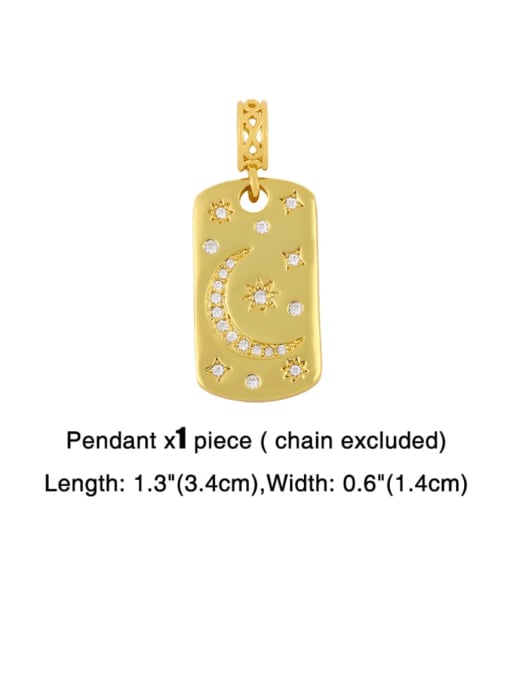 Star and Moon Pendant Brass Cubic Zirconia Letter Ethnic Necklace