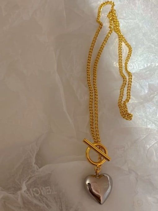 A TEEM Titanium Steel Smooth Heart Vintage Necklace 3