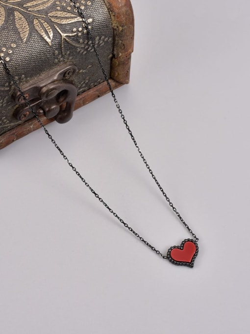 A TEEM Titanium Steel Acrylic Heart Minimalist Necklace 1