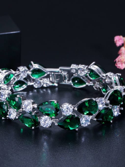 Emerald 19cm Copper Cubic Zirconia Geometric Luxury Bracelet