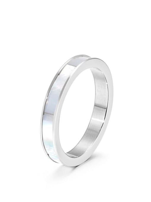 KR92457 K Titanium Steel Shell Geometric Minimalist Band Ring