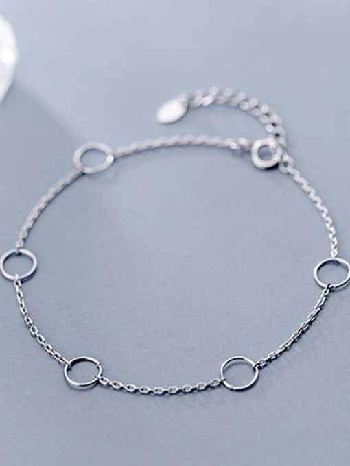 Rosh 925 Sterling Silver  Simple hollow ring chain braceletLink Bracelet 2