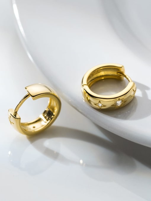 gold 925 Sterling Silver Geometric Minimalist Huggie Earring