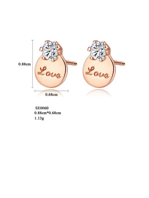 CCUI 925 Sterling Silver Cubic Zirconia Round Letter Minimalist Stud Earring 2