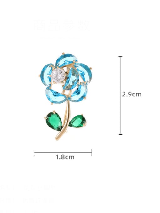 Luxu Brass Glass Stone Flower Cute Brooch 3
