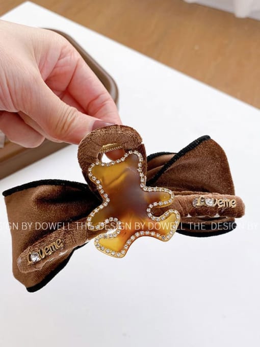 Brown bear Alloy Fabric Trend Bowknot  Jaw Hair Claw