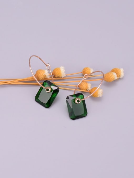 A TEEM Titanium Emerald Green Geometric Minimalist Hoop Earring 1