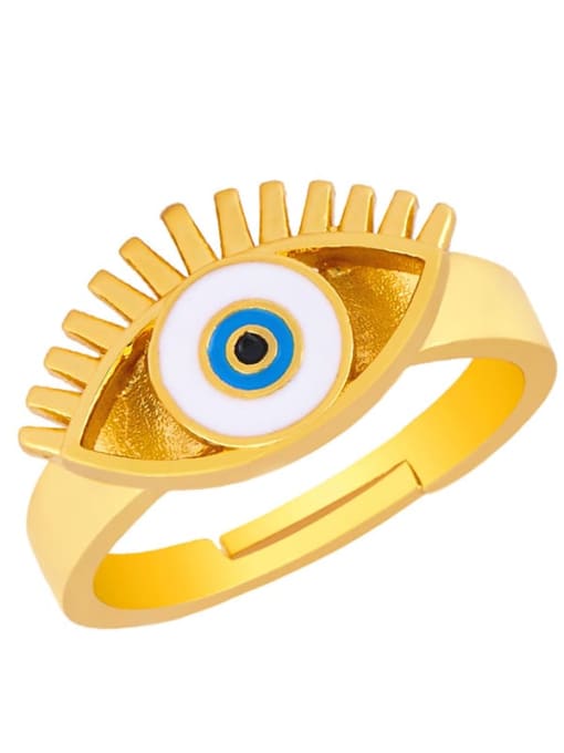 blue Brass Enamel Evil Eye Vintage Band Ring