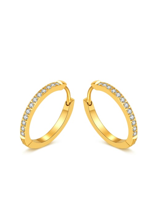 821  gold small Titanium Steel Cubic Zirconia Geometric Minimalist Huggie Earring