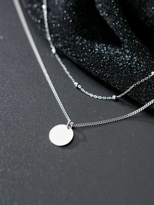 Rosh 925 sterling silver round minimalist Fashion Round Double Chain  necklace 3