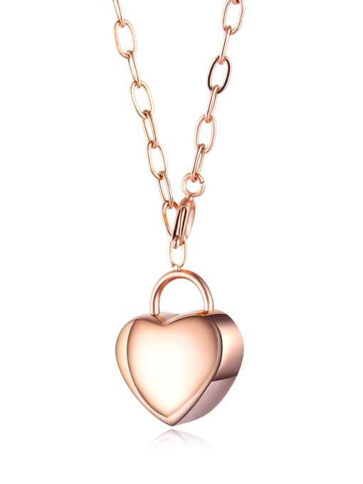 1613 rose gold necklace Titanium Smooth Heart Pendants Necklace