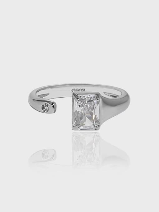 DAKA 925 Sterling Silver Cubic Zirconia Geometric Minimalist Band Ring