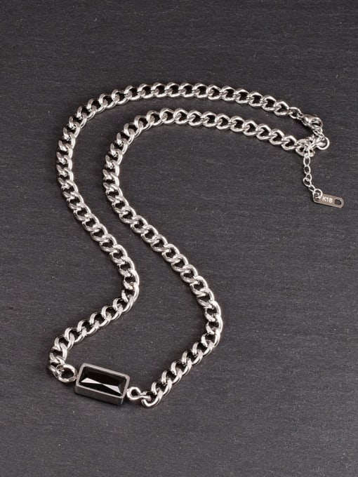 A TEEM Titanium Steel Geometric Minimalist Hollow Chain Necklace 0
