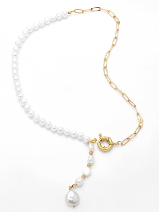 CC Brass Imitation Pearl Tassel Bohemia Necklace 0