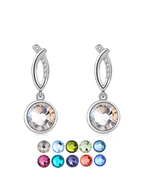 BC-Swarovski Elements 925 Sterling Silver Austrian Crystal Round Classic Drop Earring 0