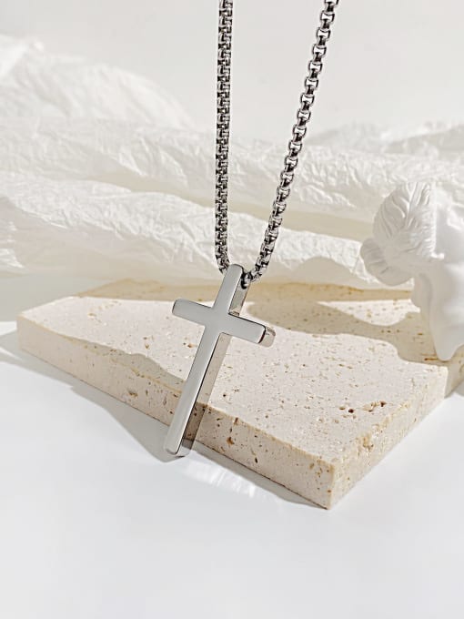 Open Sky Titanium Steel Cross Minimalist Regligious Necklace