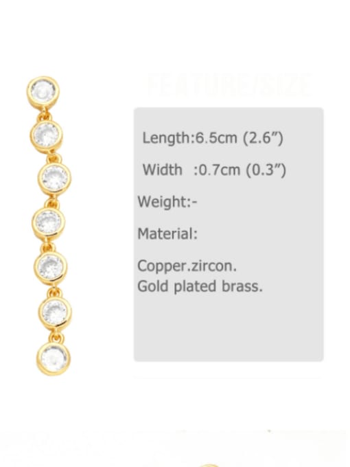 CC Brass Glass Stone Tassel Minimalist Drop Earring 3