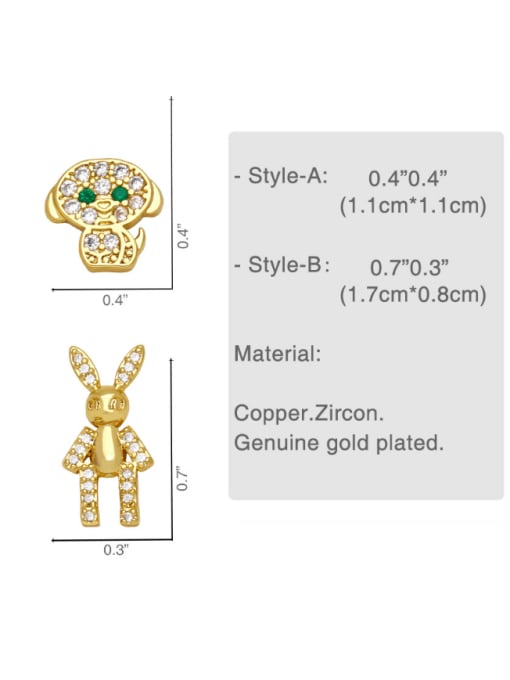 CC Brass Cubic Zirconia Animal Rabbit Cute Stud Earring 4