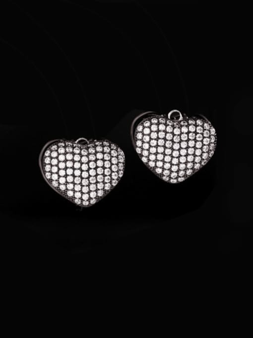 Luxu Brass Cubic Zirconia Heart Vintage Cluster Earring 2
