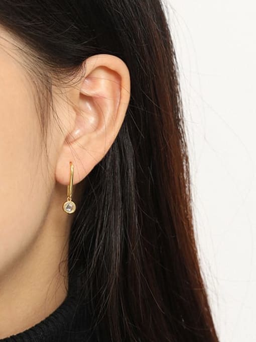 DAKA 925 Sterling Silver Cubic Zirconia Geometric Minimalist Hook Earring 1