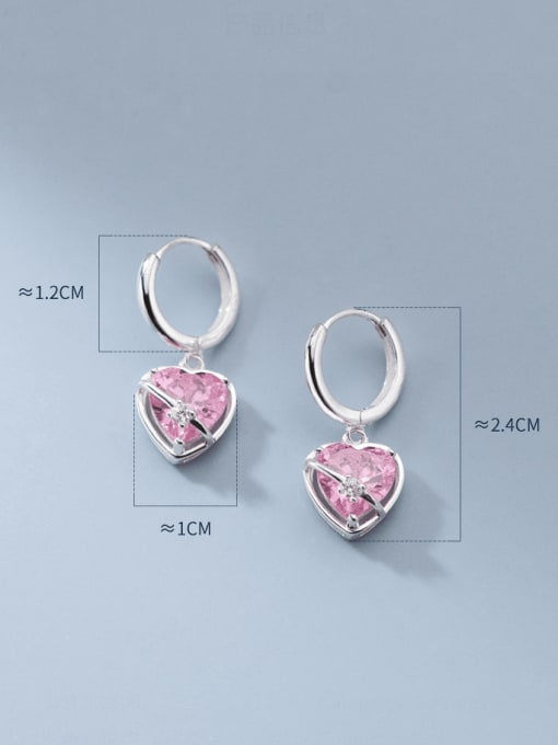 Rosh 925 Sterling Silver Cubic Zirconia Heart Minimalist Huggie Earring 3