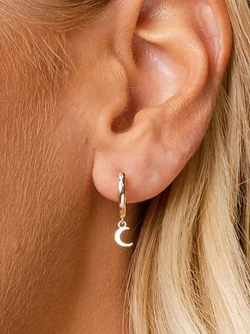 RINNTIN 925 Sterling Silver Moon Minimalist Huggie Earring 1
