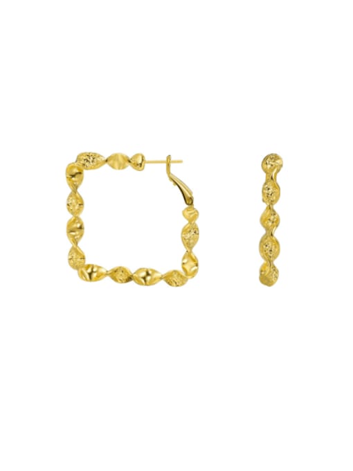 Gold square earrings Brass Twist Square Minimalist Drop Earring