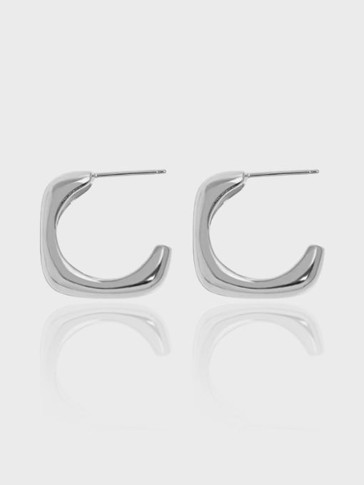 DAKA 925 Sterling Silver Geometric Minimalist C Shape Stud Earring 2