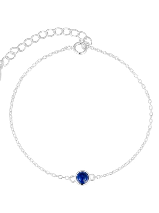 September Lapis lazuli 925 Sterling Silver Natural Stone Geometric Luxury Link Bracelet