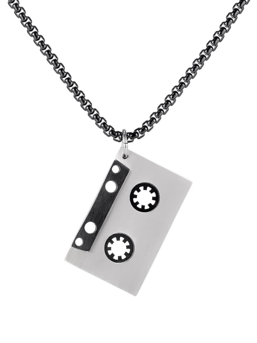 1776 black necklaces Titanium Steel Geometric Pendant Hip Hop Necklace